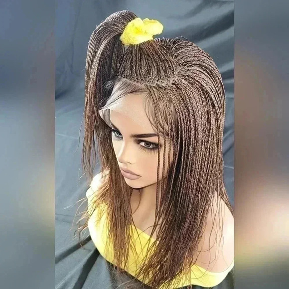 Handmade Auburn Ombre Braided Lace Wig Micro millions braids,  medium.  YASSINE - Picture 5 of 17